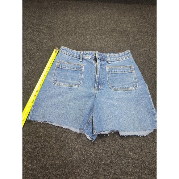 Free Assembly Pants - Free Assembly Womens Size 8 Blue Denim Patch Pocket Raw Hem High Rise Shorts